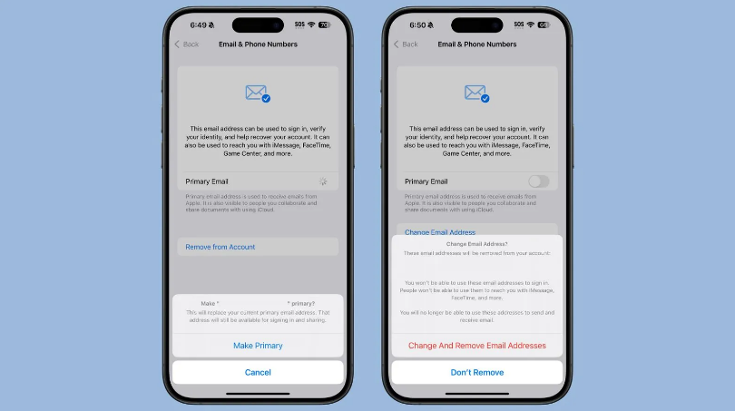 新郑苹果手机维修分享苹果 iOS 18.1 支持设置“主要”邮箱地址并更改 iCloud 邮箱 