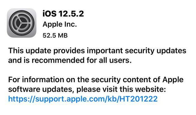 新郑苹果手机维修分享iOS12.5.2发布，建议所有老苹果用户安装 